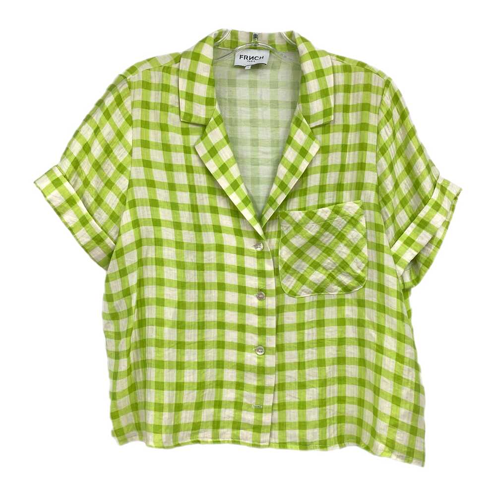 FRNCH Green White Gingham Short Sleeve Button-Up Shirt | Womens M